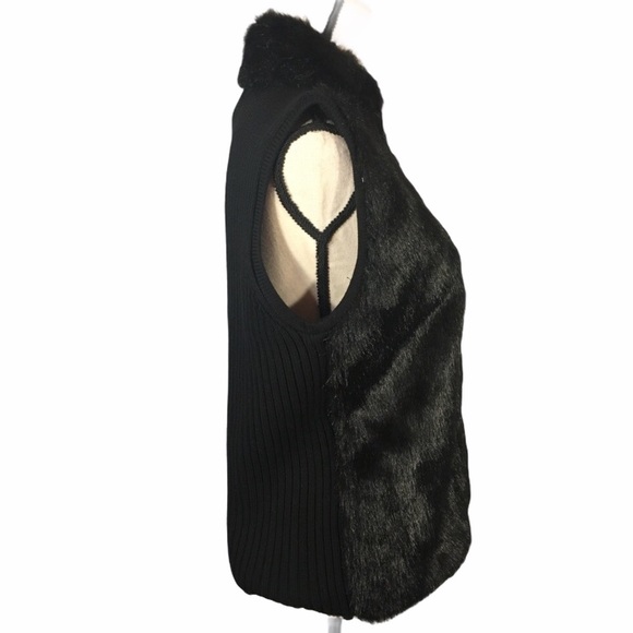KIKIT Black Faux Fur Full Zip Mock Neck Vest Sz XL - Picture 5 of 11